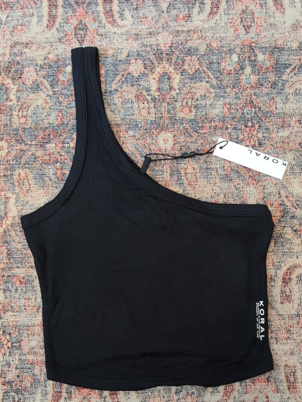 Koral Black One-Shoulder Crop Top